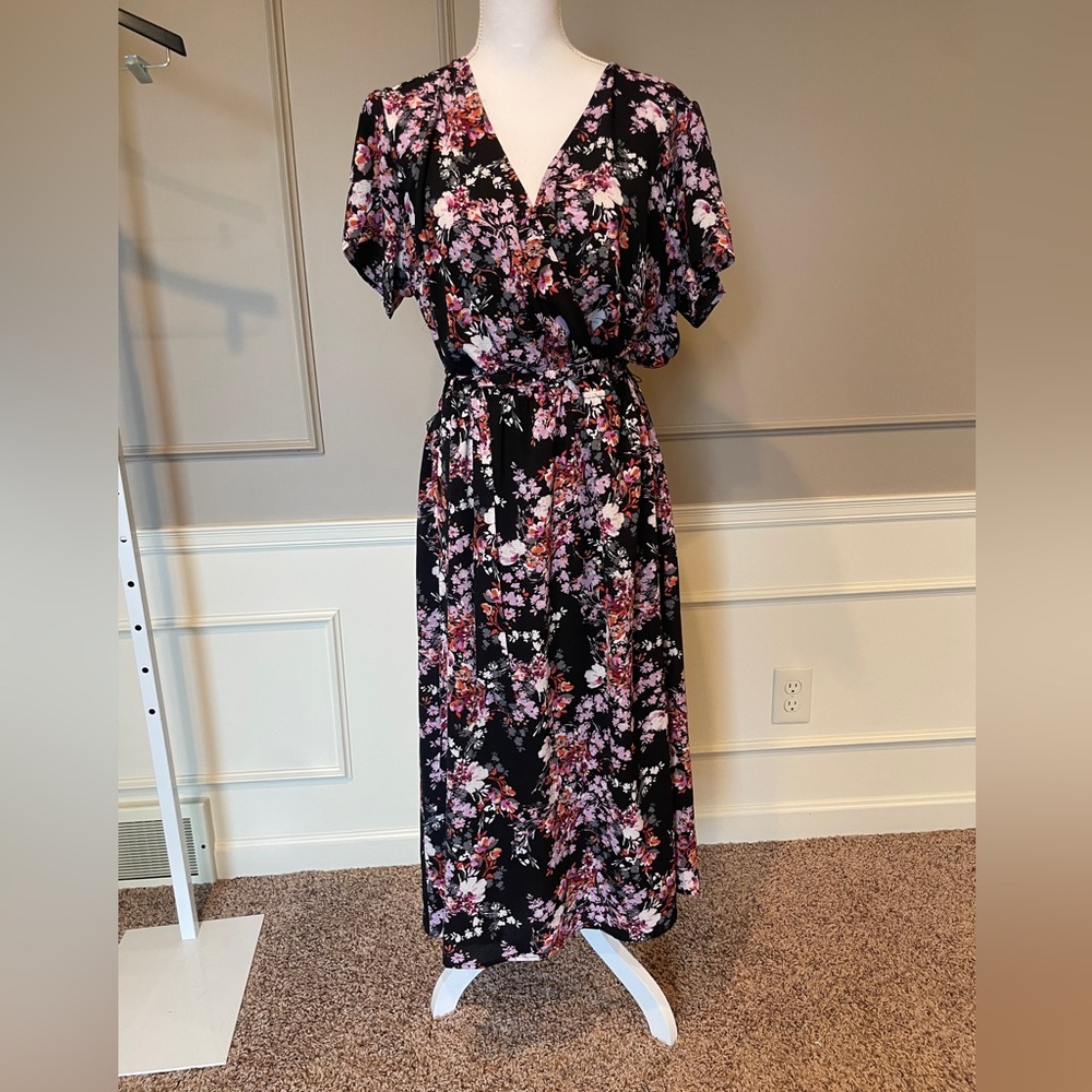 Christopher & Banks Floral Maxi Dress - Black and Pink